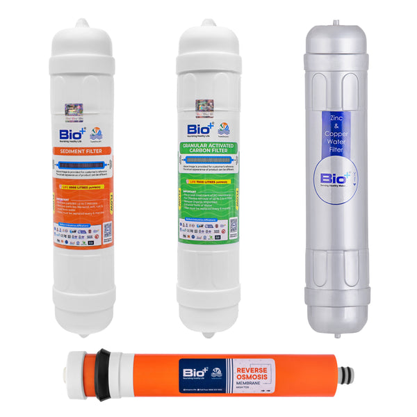 Bio+ RO Water Purifier Kit with Zinc-Copper 11" inch H2AAA Filter - Clean, Healthy, and Refreshing Water for Your Home