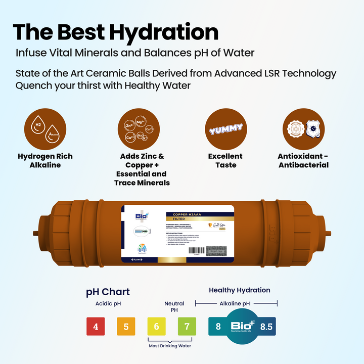 BioPlus 8 Inch 7-in-1 Copper H2AAA Water Filter - Alkaline Water filte ...