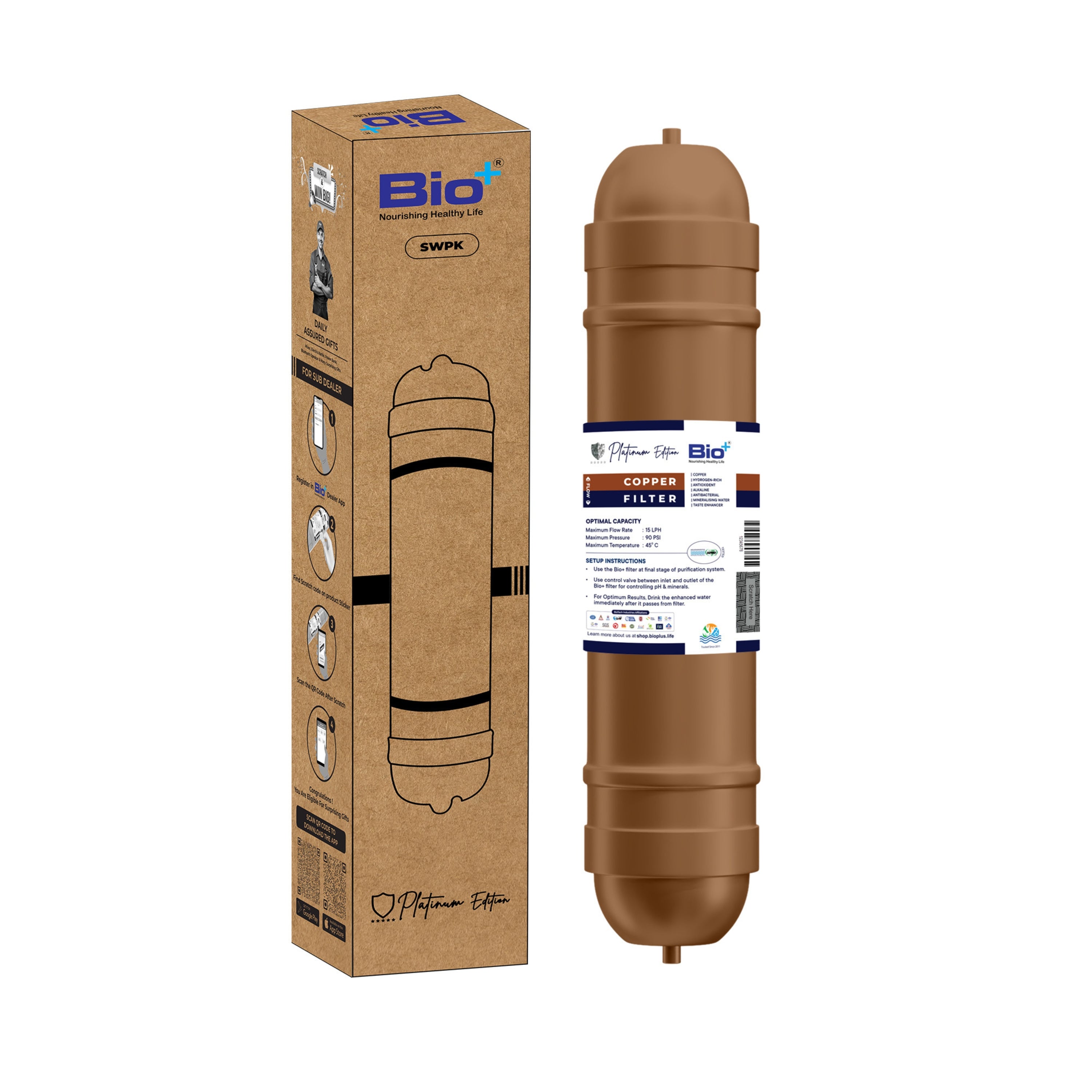 Bioplus Copper 8-in-1 H2AAA Water Filter | Alkaline Water Purifier Fil ...