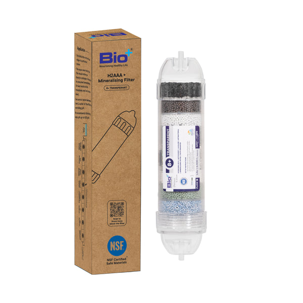 Bio+ 8" 8+ Hydrogen-Rich, Alkaline, Antioxidant, Mineralising - H2AAA + Mineralising Water Filter for Household RO or Water Purifiers