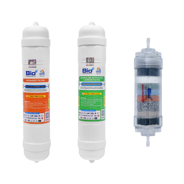 Bio+ Complete Water Filtration Combo: Sediment, Pre-Carbon, Hydrogen Antimicrobial Antibacterial and Alkaline Filters