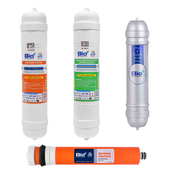 Bio+ RO Water Purifier Kit with Zinc-Copper 8" inch H2AAA Filter - Clean, Healthy, and Refreshing Water for Your Home