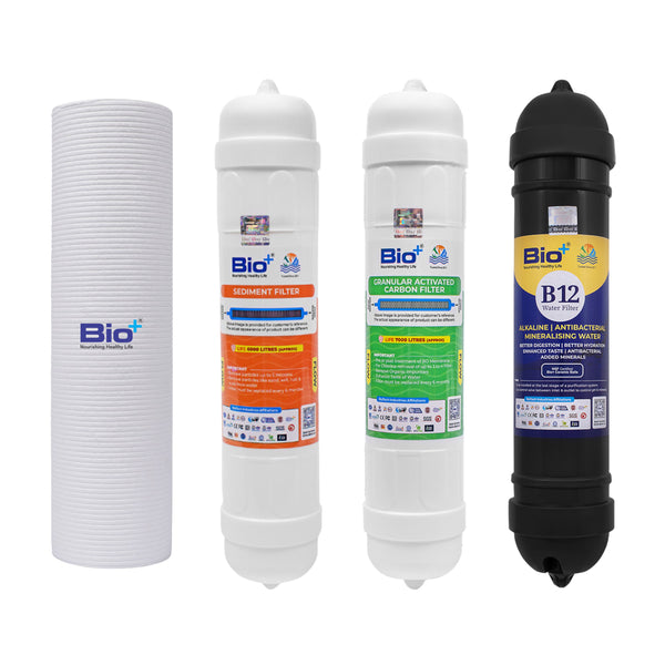 Bioplus RO Water Purifier Kit - Spun , Sediment ,GAC , and B12 Water Filters Combo