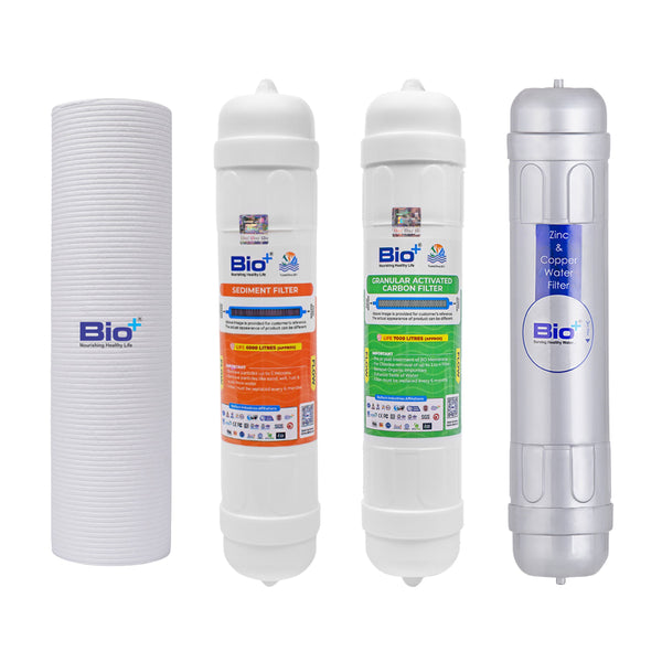 Bioplus RO Water Purifier Kit - Spun , Sediment,GAC , RO and Zinc + Copper 11" Filters