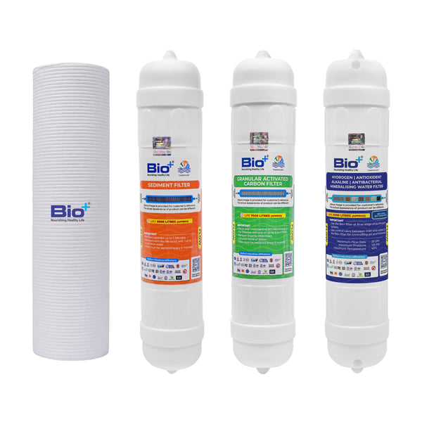 Bioplus RO Water Purifier Kit - Spun , Sediment ,GAC , RO, H2AAA 11” Water Filters Combo