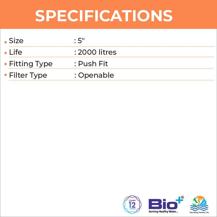 Bio+ Ultra Filtration (UF) 5" MOP Filter | Semi Transparent - Biotech Industries Store